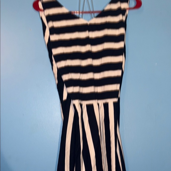 Chaps Chic Black and White Striped Midi Dress - Picture 7 of 9